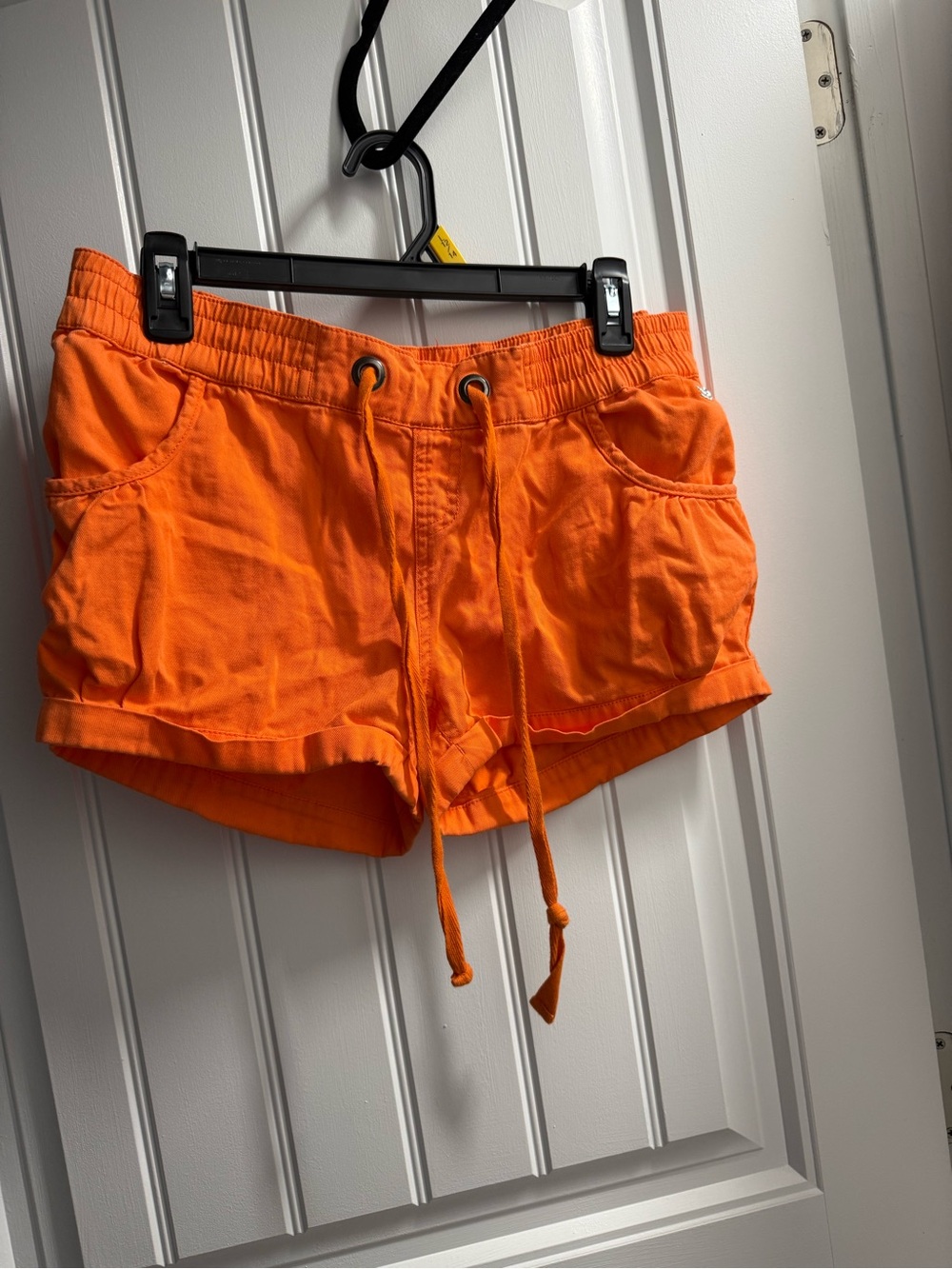 Casual Women's Orange Drawstring Cargo Shorts